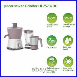 Juicer Mixer Philips HL7578/00 600W Turbo Grinder with 3 Jars with USA Plug